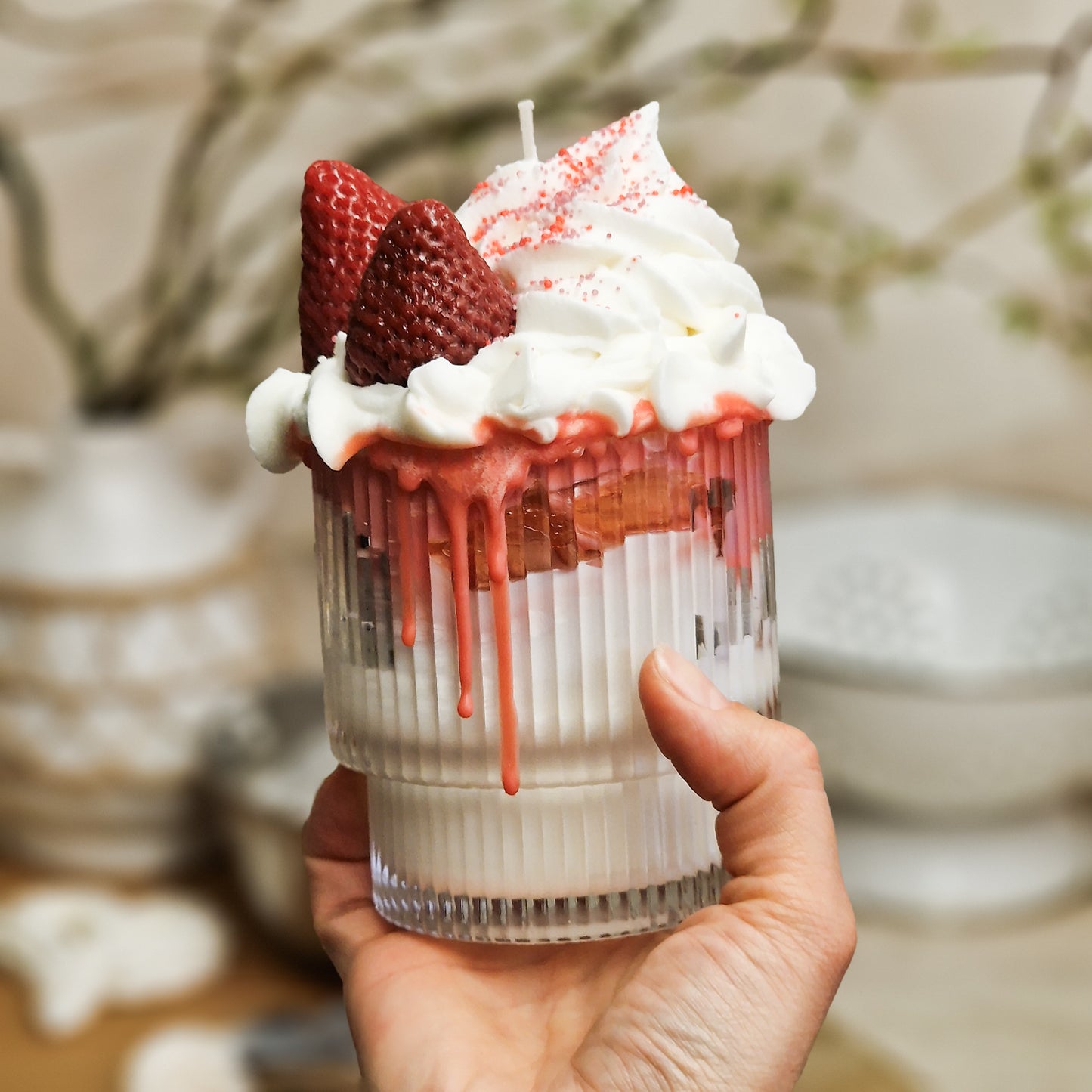 Strawberry Ice Dessert - Handgemachte Kerze