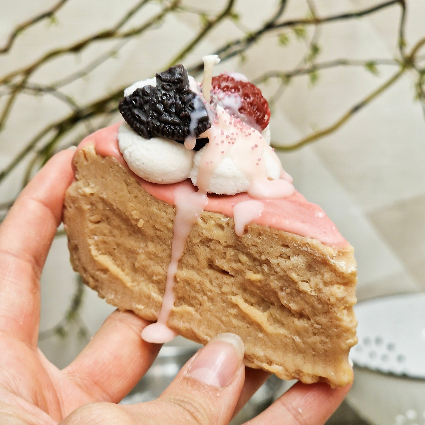 Käsekuchen Stück - duftende Kerze
