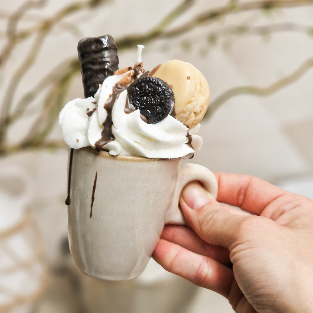 Kleine Espresso Kerze - Handgemachte Dessertkerze