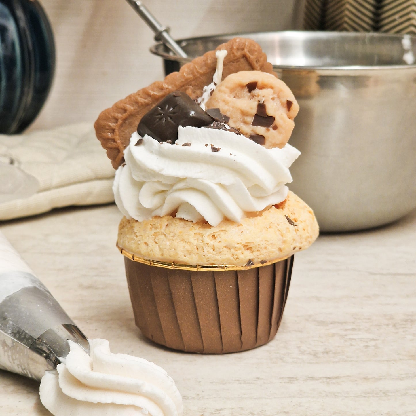 Cupcake Kerze - Cookies